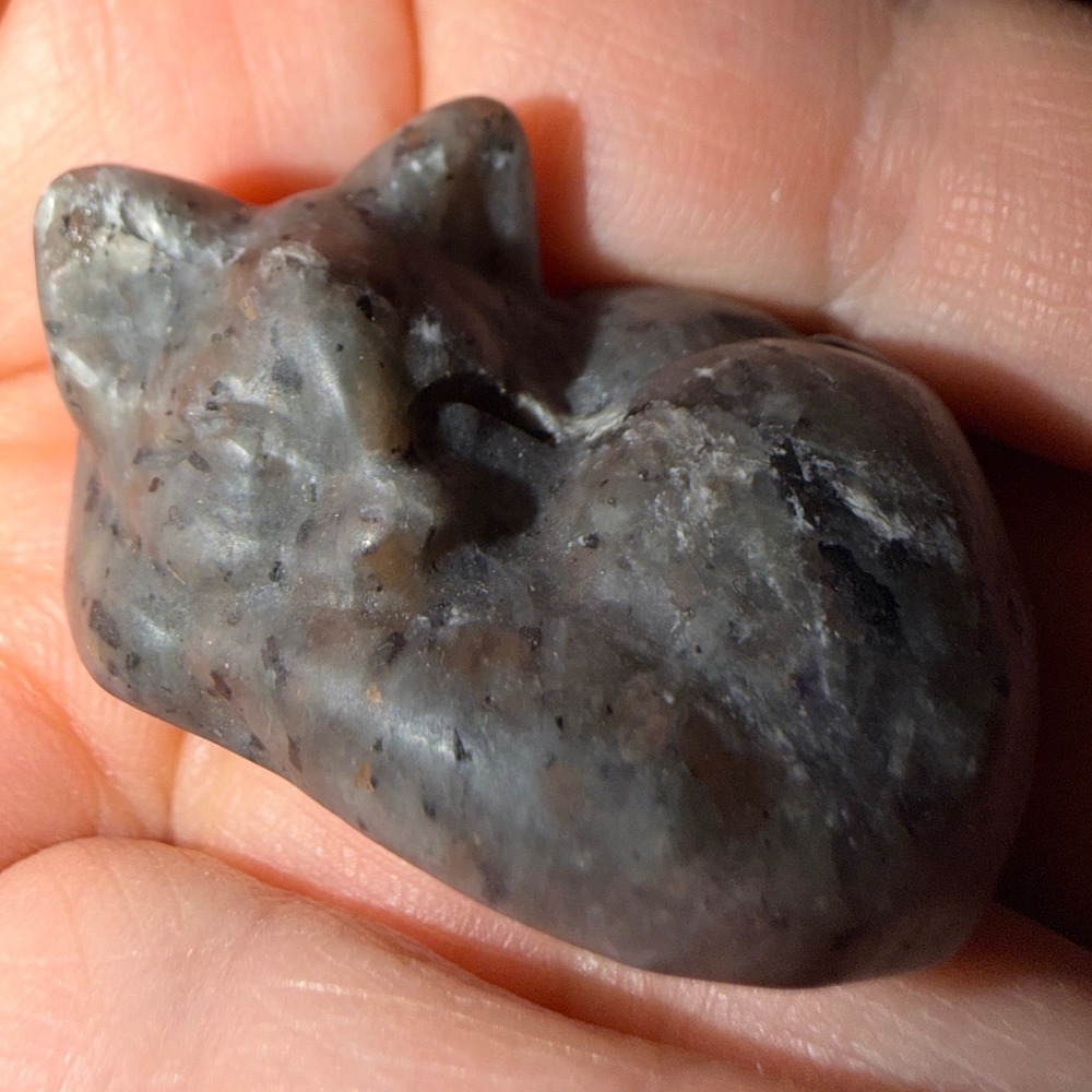 Hand Carved Stone Cat Figurine Sleeping‎ Cat Kitten Sculpture
